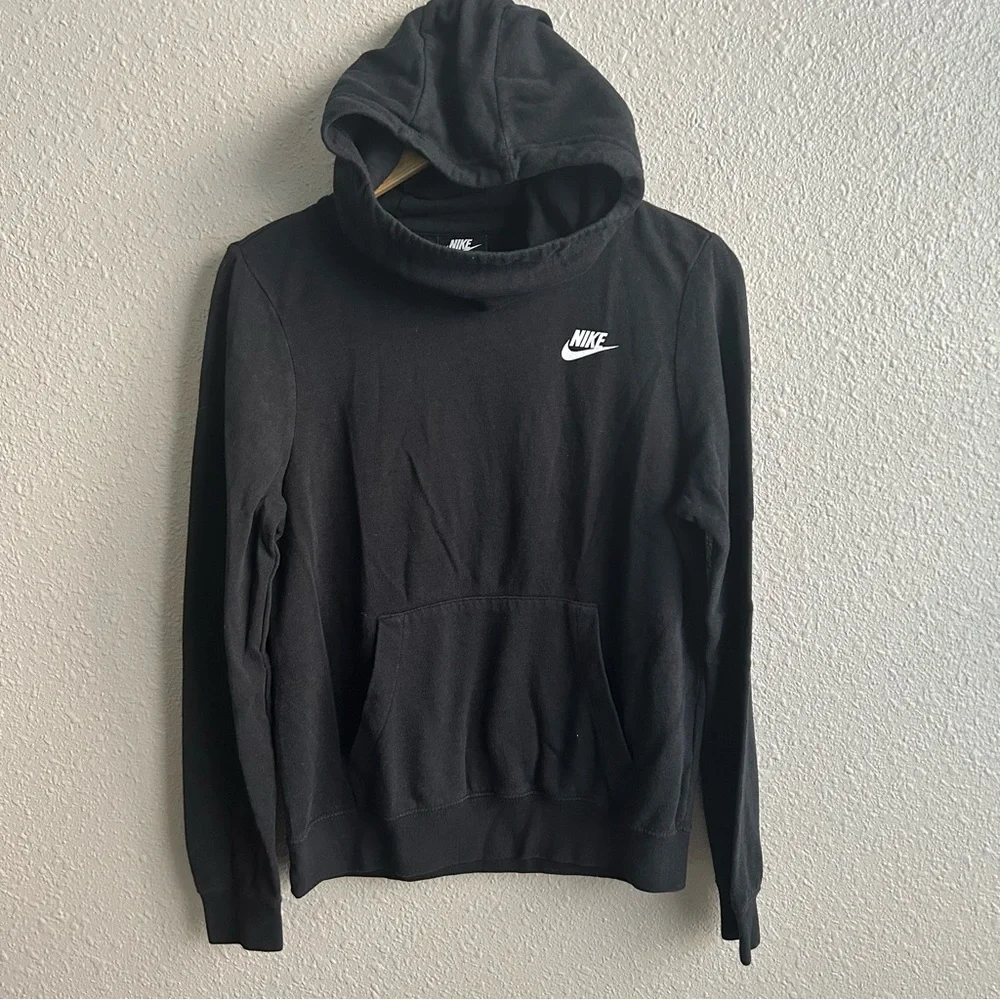 Nike Black Funnel Neck Lightweight Pullover‎ Hoodie Sweatshirt